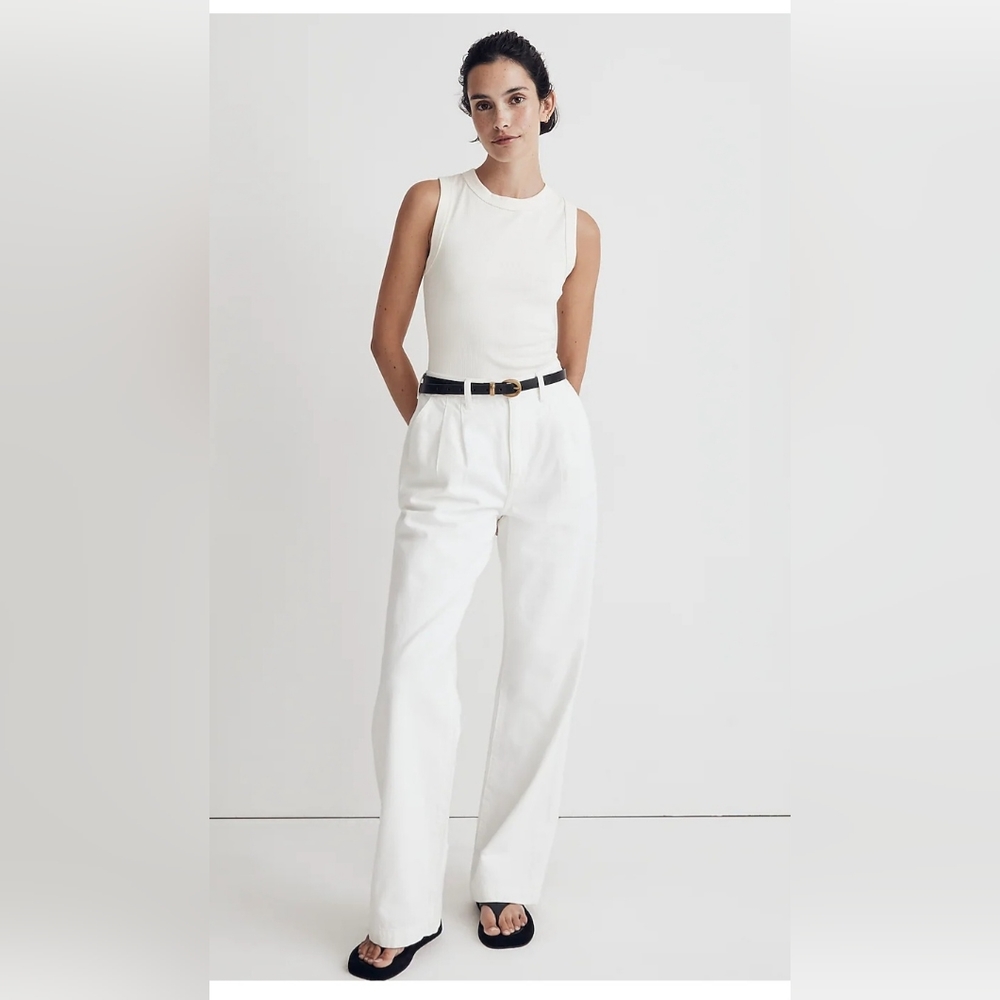 Madewell Crewneck Thong Bodysuit in Sleekhold, white, medium, NWT